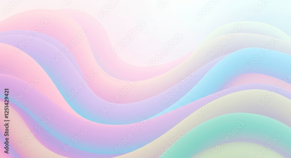 Aufkleber pastel wave abstract: soft, pastel-colored waves flow seamlessly into each other, creating a dreamy 