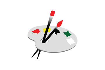 Simple paint palette with brush icon vector. Art symbol icon.