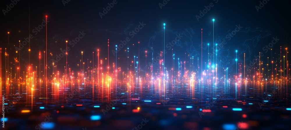Aufkleber abstract futuristic technology background with glowing lines and data visualization, 3d rendering