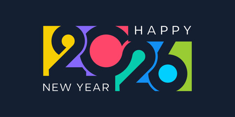 2026 Happy New Year design vector. trendy unique new year 2026 logo design template