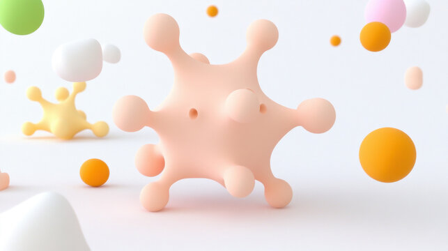 3D molecule, A glowing 3D model of a neurotransmitter molecule with high fidelity for scientific and educational use.