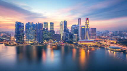 Naklejka premium City Lights: Modern Skyline at Dusk (Variant 3)