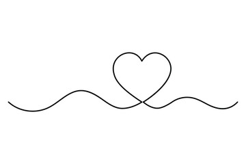 Fototapeta premium Heart continuous single line art drawing. Hand drawn doodle heart outline vector illustration 