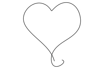 Heart continuous single line art drawing. Hand drawn doodle heart outline vector illustration
