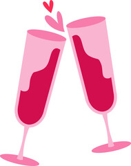 Pink Valentine Glass Cheers Illustration