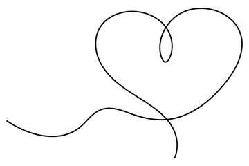 Heart continuous single line art drawing. Hand drawn doodle heart outline vector illustration

