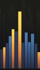 Fototapeta premium Financial Chart Abstract Candlestick Chart with Blue, Orange, Yellow on Dark Background