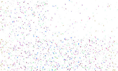 Multicolored tinsel confetti Vector background. Fashionable gold and Multicolored falling magic stars and tinsel on white and transparent background. Celebration carnival ribbons, holiday, birthday.