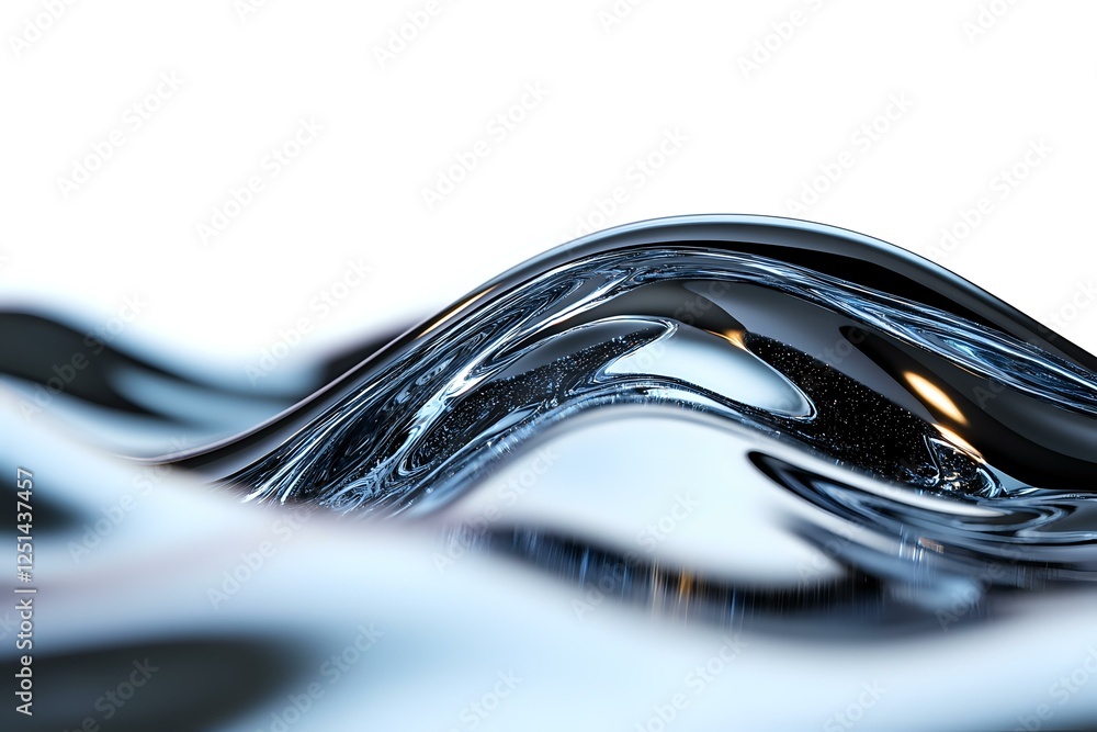 Aufkleber macro photography of dark blue liquid wave formation with smooth curves and light reflections creati