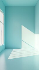 Obraz premium Empty Teal Room with Sunlight