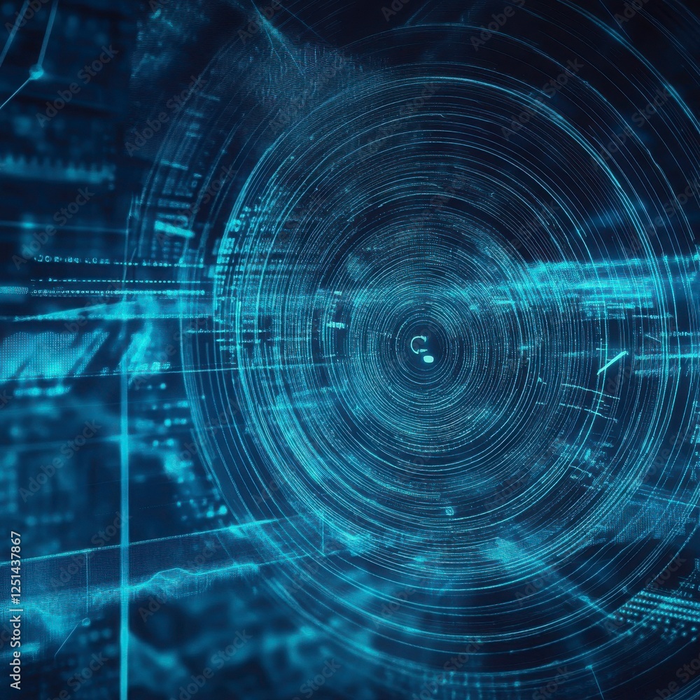 Poster abstract digital technology background with glowing circles and patterns