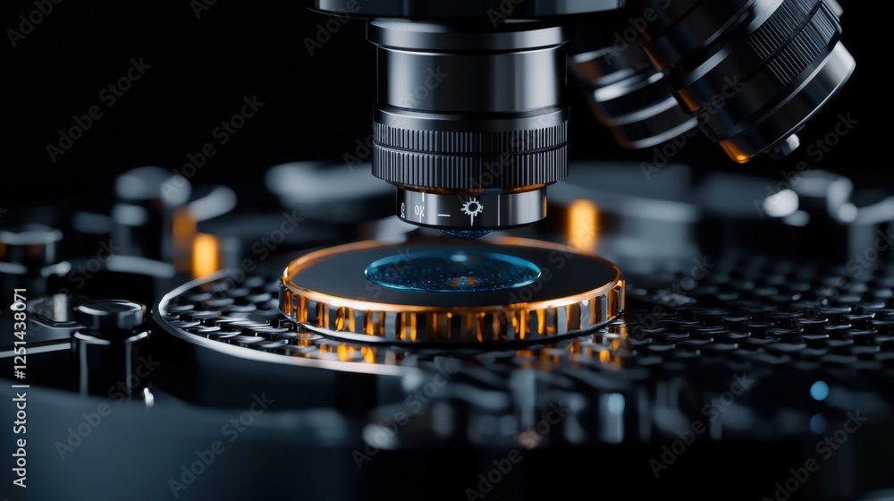 Poster a microscope is focused on a small object