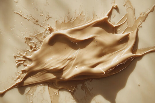 Chocolate splash on white surface, highlighting cocoa swirls and splatters in motion, creating an artistic and indulgent display of decadent sweetness.