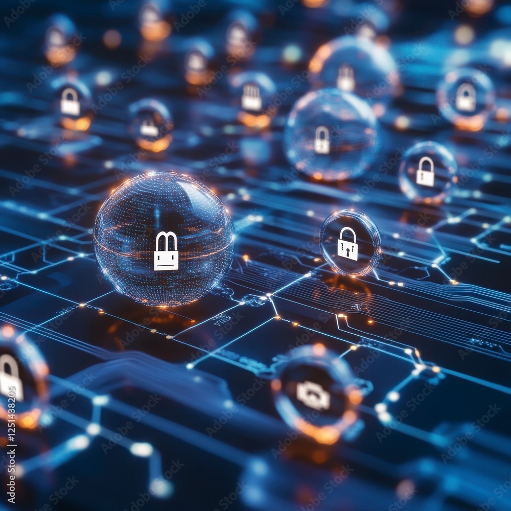 Poster abstract futuristic cybersecurity network system graphics and designs 3d illustration visualization 