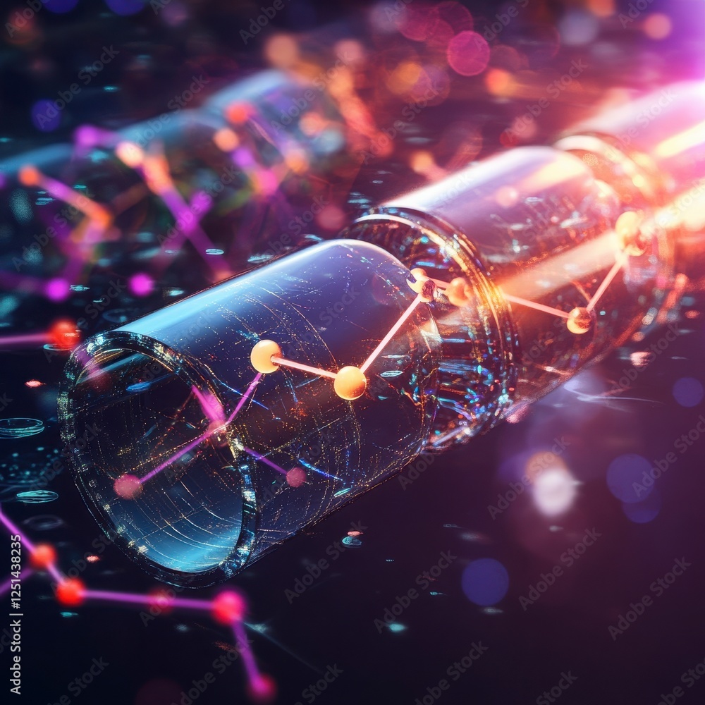 Poster abstract futuristic data pipeline visualization