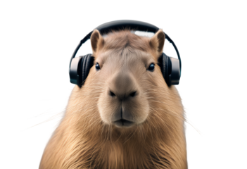 volume blue background white sound capybara portrait player headphones mammal earphones hear funny animal audio conceptual energy cute computer beautiful isolated pet posing music fun young picture