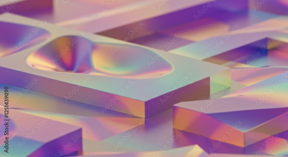 Poster abstract holographic shapes: a mesmerizing arrangement of iridescent holographic shapes creates a ca