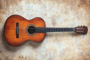 Obraz premium Acoustic guitar on textured background for music and art themes