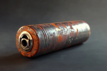 Oxidized battery showcasing corrosion and signs of significant weathering
