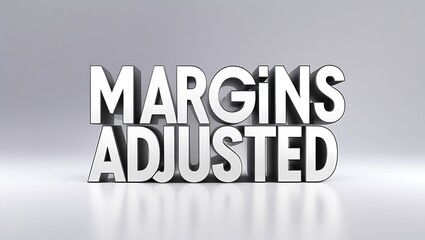 Text showing margins adjusted in bold letters on a smooth surface