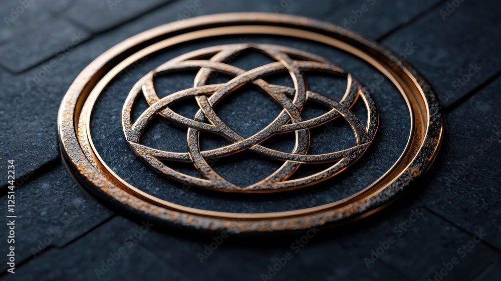 Poster a gold circle with a pattern of interlocking circles