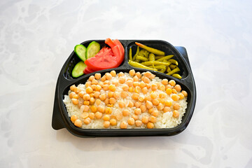 Traditional delicious Turkish food; Turkish style rice pilaf (Turkish name; Arpa sehriyeli. tavuk,...