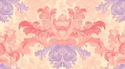 Elegant Pastel Floral Damask Design Pattern