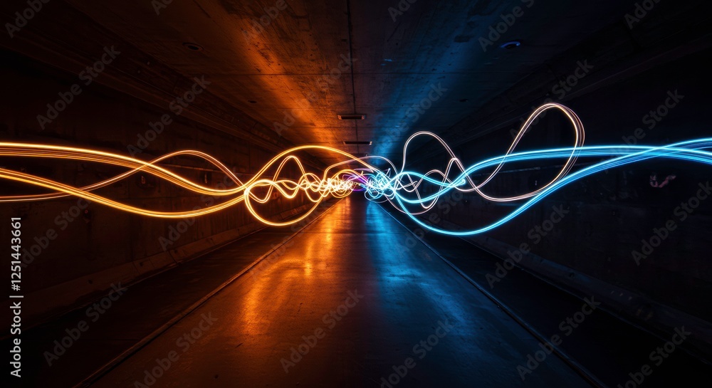 Aufkleber abstract light trails in tunnel: a mesmerizing abstract composition featuring vibrant light trails i