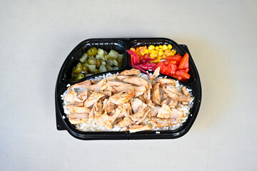 Traditional delicious Turkish food; Turkish style rice pilaf (Turkish name; Arpa sehriyeli. tavuk, kuru fasulyeli, pirinc pilavi). Cigerli, kavurmali, tereyagli nohut pilav.