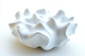 Abstract white sculpture, organic form, studio lighting, minimalist background, design element