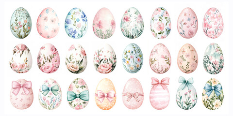 Watercolor Vintage Floral Easter Eggs Collection