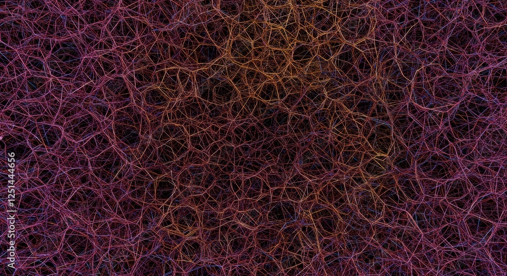 Poster intricate network: abstract image featuring a complex network of interwoven lines in shades of deep 
