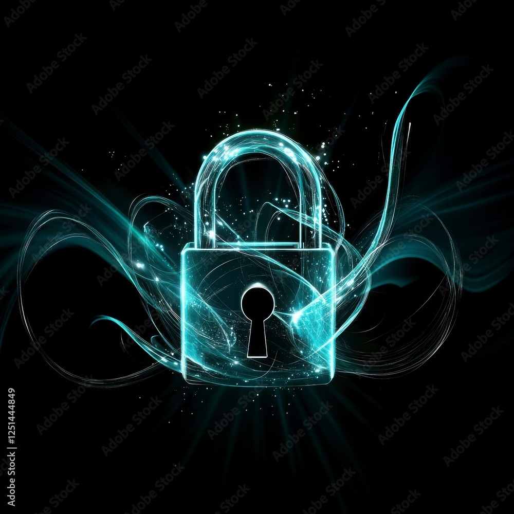 Poster abstract security lock design on dark background