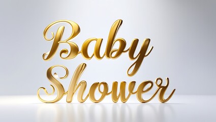 Golden lettering announcing a happy celebration for welcoming a new baby