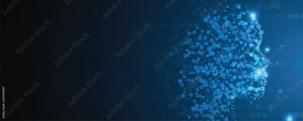 Poster Virtual world of Artificial intelligence concept futuristic background