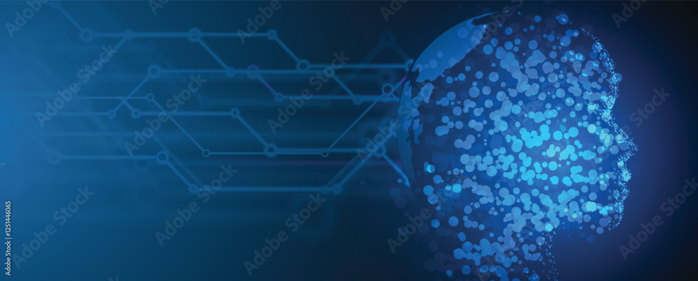 Poster virtual world of artificial intelligence concept futuristic background