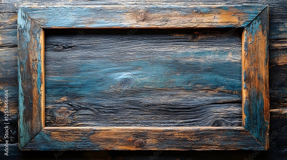 Poster wooden textured vintage frame backdrop for mockup or product display rustic distressed grunge style 