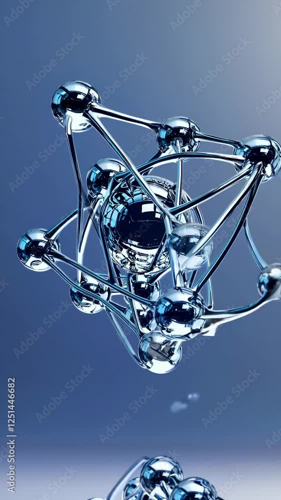 Aufkleber  A futuristic atom-like structure with a glowing red core and transparent orbits.