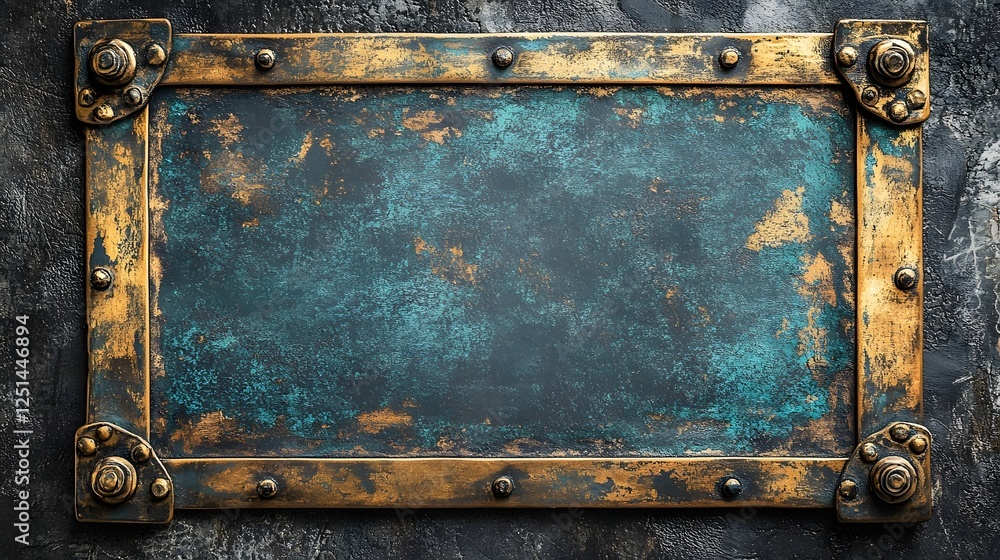 Aufkleber worn and weathered vintage textured bronze and copper metal panel background with grungy distressed 