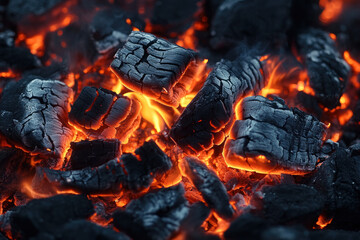 Fototapeta premium A charcoal grill sizzling with perfectly cooked steaks, emitting mouthwatering aroma, set against a backdrop of a vibrant backyard barbecue.