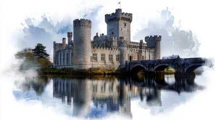 Fototapeta premium A castle with a bridge over a river