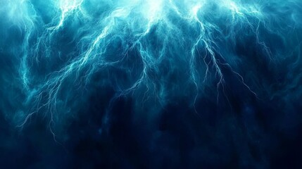 Dynamic Blue Lightning Storm Abstract Art Digital Creation Dark Environment Dramatic Viewpoint Energy Concept