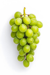 A bunch of fresh green grapes isolated, isolated on white background
