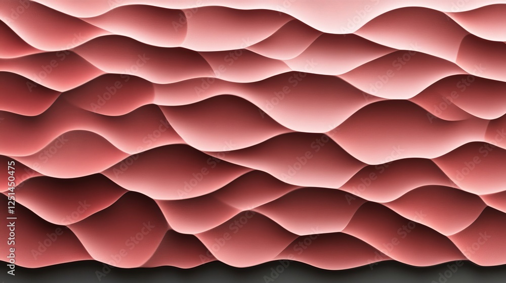 Poster seamless light red textured wave pattern, 3d low profile style elegant minimalist background