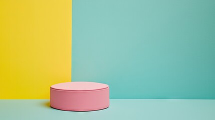 Pink podium on colorful background