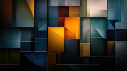 A colorful abstract painting with squares of different colors