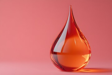 Obraz premium Luminous Amber Liquid Drop on Coral Background Captivating Still Life for Creative Projects