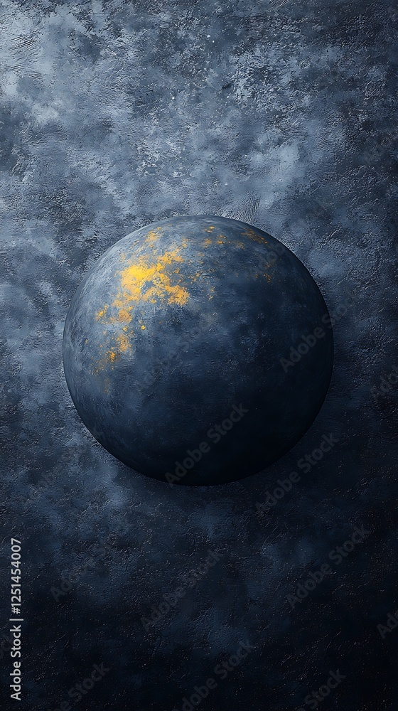 Poster a dark, textured background features a spherical object resembling a planet, highlighted by subtle y