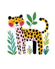 Cute tiger trendy children flat simple illustration isolated on white