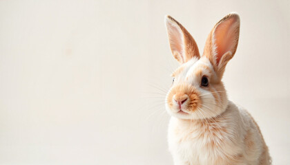 Obraz premium Fluffy rabbit ears standing up in soft light, gentle innocence